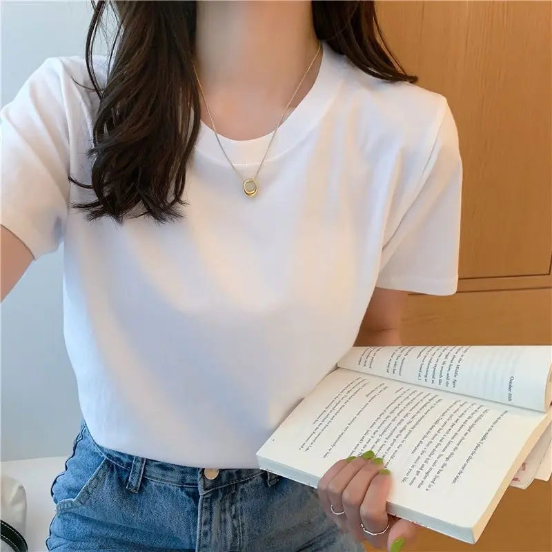 Solid Women Short Sleeve T Shirt.-- V-Neck T-Shirt Long Sleeve Cotton