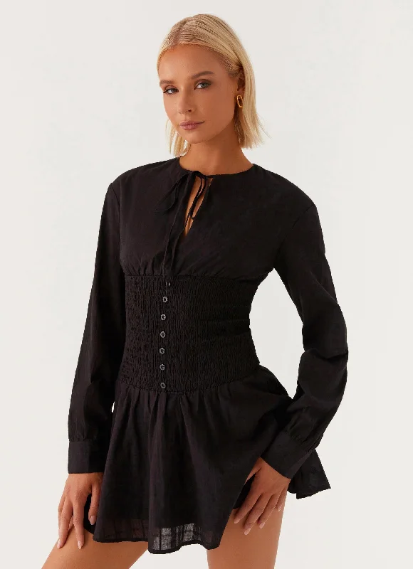 Kenzo Long Sleeve Mini Dress - Black Trendy Camisole Mini Dress