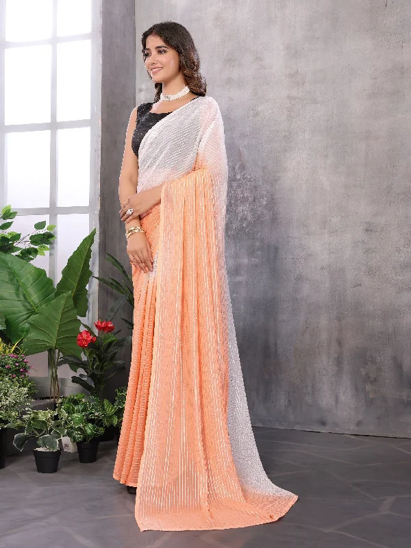 NOZ2TOZ Women's Party Wear Jari Weaving Worked Ready To Wear Saree With Unstitched Blouse - Orange Sweetheart Neck Blouse NOZ2TOZ Women's Party Wear Jari Weaving Worked Ready To Wear Saree With Unstitched Blouse - Orange Sweetheart Neck Blouse