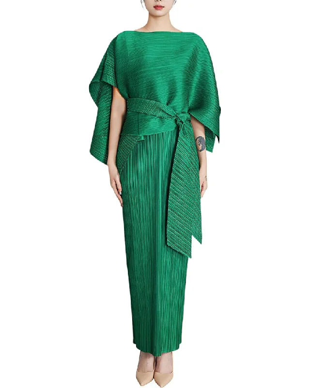 Adele Berto 2Pc Blouse & Dress Set Ruffled Neck Blouse