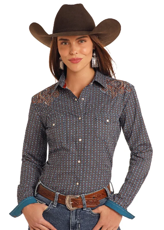 Women's Rough Stock Snap Front Shirt #RWN2S05108-- Spandex Blend Rayon Blend Denim Blend Women's Rough Stock Snap Front Shirt #RWN2S05108-- Spandex Blend Rayon Blend Denim Blend
