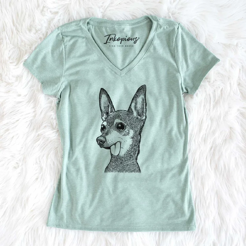 Bare Aaron the Chihuahua - Women's V-neck Shirt-- Casual Formal Business