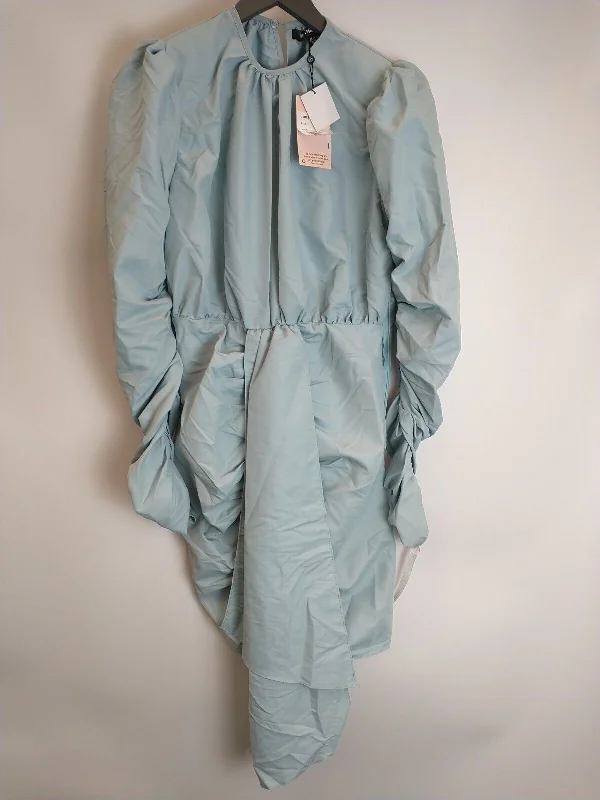 Missguided Ruched Siv Drape Mini Dress Nylon - Light Blue. UK 12 **** Ref V477 Trendy Mini Dress with Belt