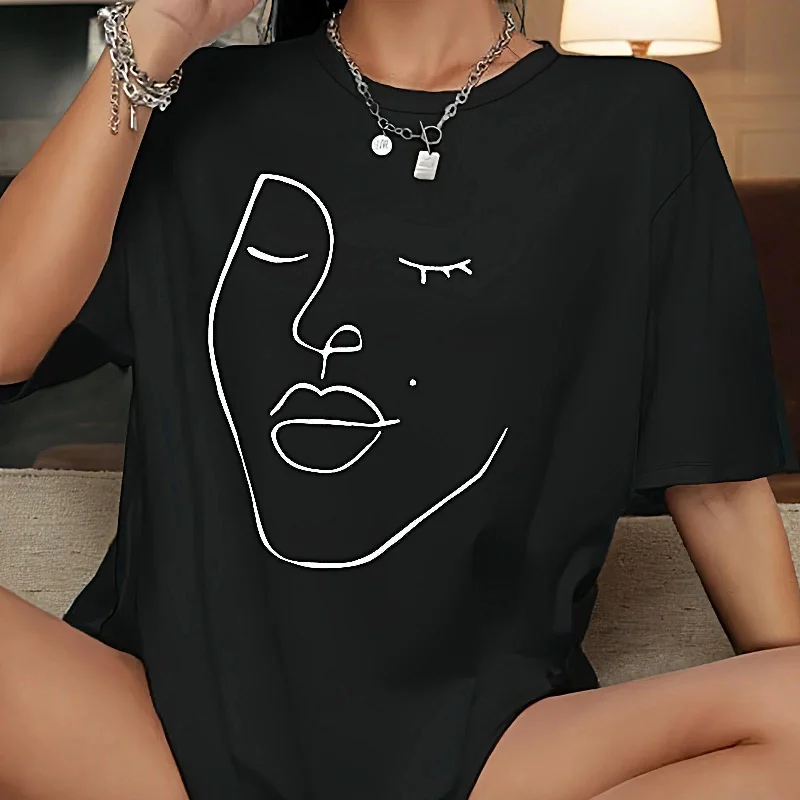 Maxbell T Shirt for Women Summer Costume Soft Summer Tops for Holiday Walking Hiking L-- Denim Fabric Leather Fabric Suede Fabric