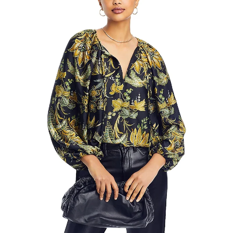 Sienna Womens Embellished Printed Blouse Soft Knit Blouse