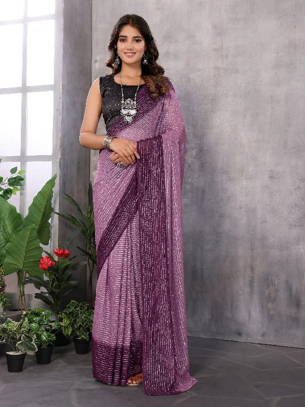 NOZ2TOZ Women's Party Wear Jari Weaving Worked Ready To Wear Saree With Unstitched Blouse - Purple Lightweight Floral Blouse NOZ2TOZ Women's Party Wear Jari Weaving Worked Ready To Wear Saree With Unstitched Blouse - Purple Lightweight Floral Blouse