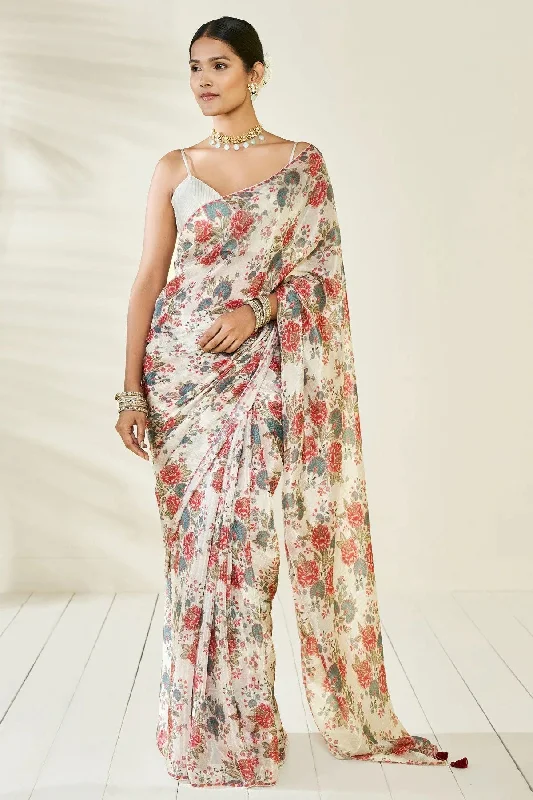 Sonakshi Multicolor Embroidery with Digital Printed Pure Chinon Designer Saree with Blouse Casual Stripe Blouse Sonakshi Multicolor Embroidery with Digital Printed Pure Chinon Designer Saree with Blouse Casual Stripe Blouse