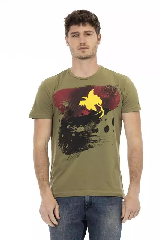 Green Cotton Men T-shirt-- Anti-Pilling Machine Wash Handmade