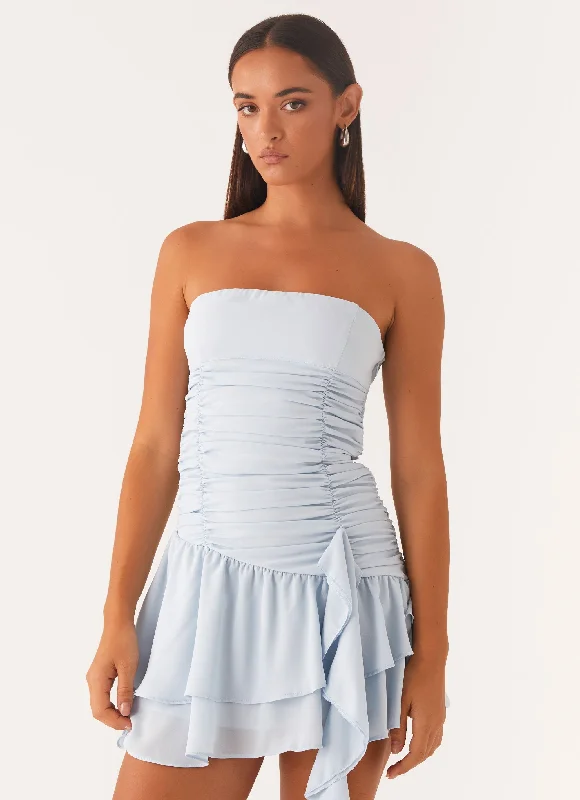 Viviana Mini Dress - Baby Blue Stylish Sweetheart Mini Dress