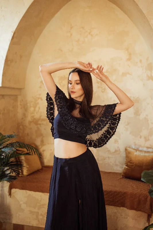 BLR1002 Arely Navy Cape and Blouse Soft Knit Blouse