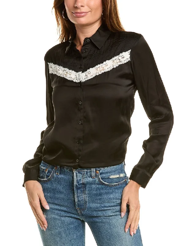 The Kooples Lace Trim Blouse Chic Sleeveless Blouse