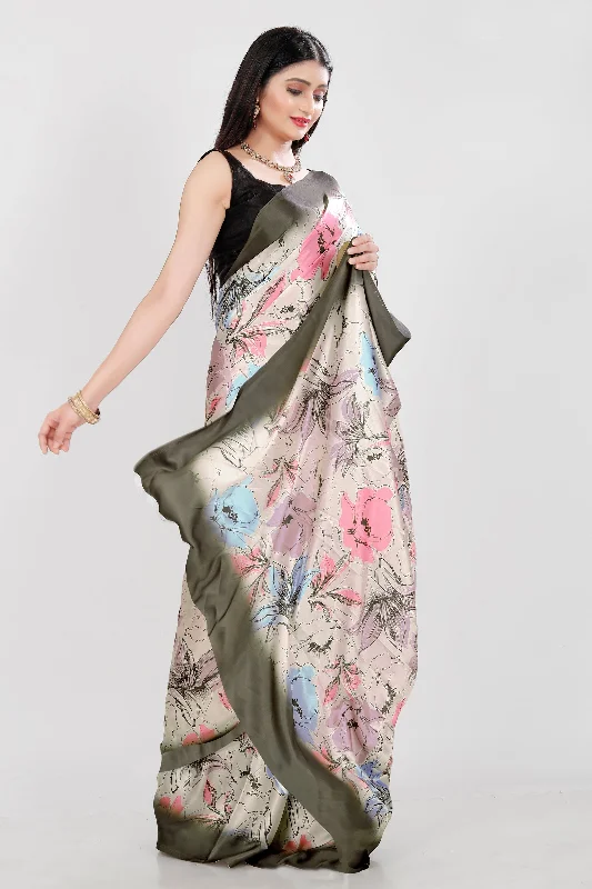 Sonakshi Women's Multicolor Pure Japan Satin Digital Printed Designer Saree with Blouse Delicate Bow Blouse Sonakshi Women's Multicolor Pure Japan Satin Digital Printed Designer Saree with Blouse Delicate Bow Blouse