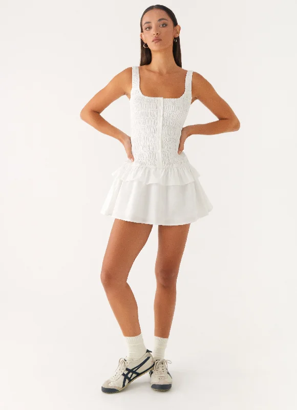 Aleena Mini Dress - White Cozy Knit Mini Dress