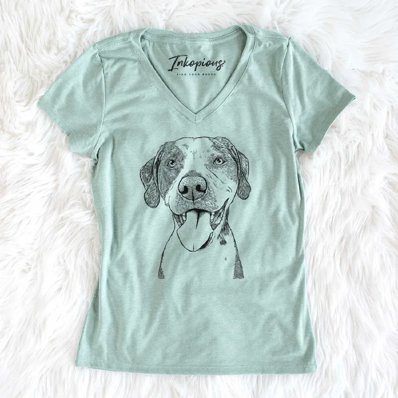 Bare Ace Boogie the Mixed Breed - Women's V-neck Shirt-- Thin T-Shirt Open Front Quick Dry Bare Ace Boogie the Mixed Breed - Women's V-neck Shirt-- Thin T-Shirt Open Front Quick Dry