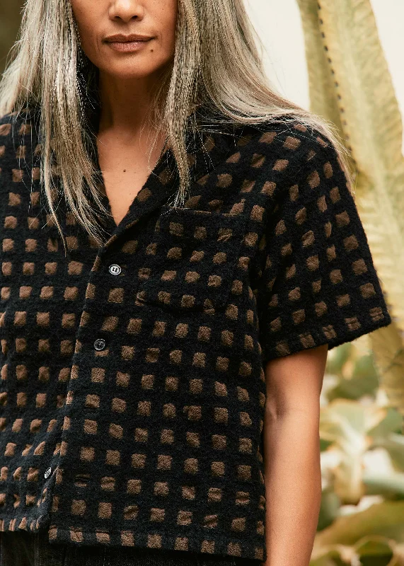 the sunfair shirt in jacquard check-- Handmade Hand-knitted Hand-woven
