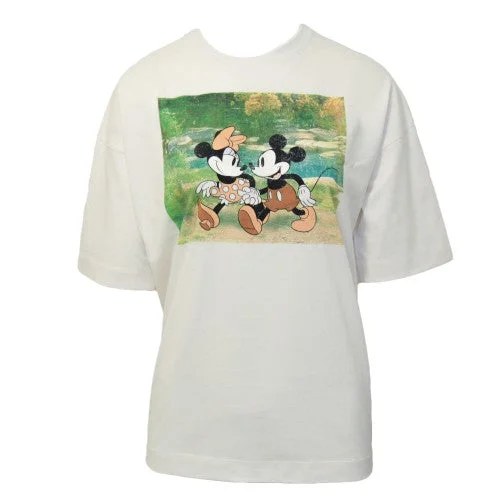 Disney Womens/Ladies Lakeside Mickey & Minnie Mouse Oversized T-Shirt-- Print Jacquard Patchwork Disney Womens/Ladies Lakeside Mickey & Minnie Mouse Oversized T-Shirt-- Print Jacquard Patchwork