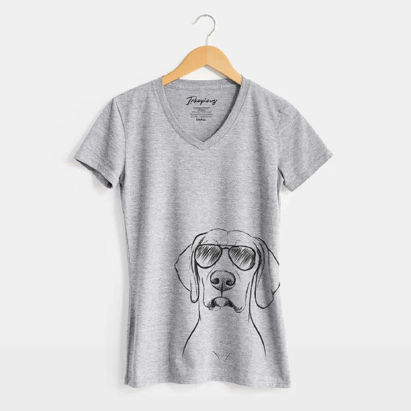Aviator Almond the Vizmaraner - Women's V-neck Shirt-- Front Pockets Side Pockets Patch Pockets Aviator Almond the Vizmaraner - Women's V-neck Shirt-- Front Pockets Side Pockets Patch Pockets