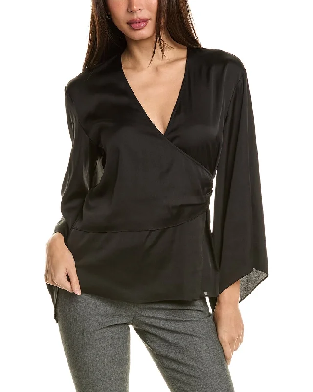 Ramy Brook Emelia Blouse Collared Satin Blouse