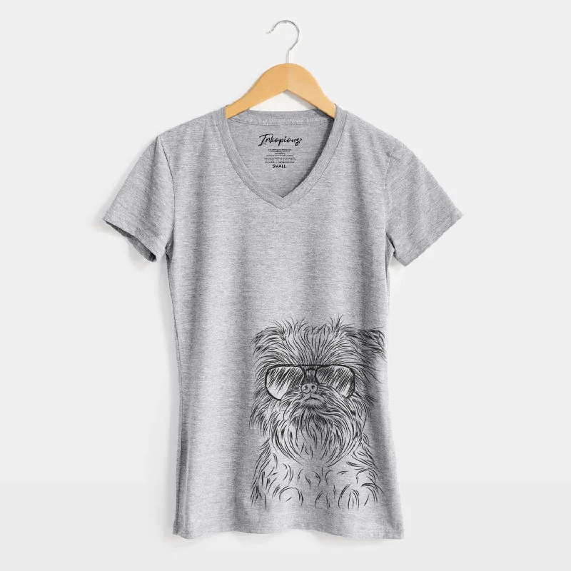 Aviator Alo the Brussels Griffon - Women's V-neck Shirt-- Notch Collar Peter Pan Collar Cowl Neck Aviator Alo the Brussels Griffon - Women's V-neck Shirt-- Notch Collar Peter Pan Collar Cowl Neck