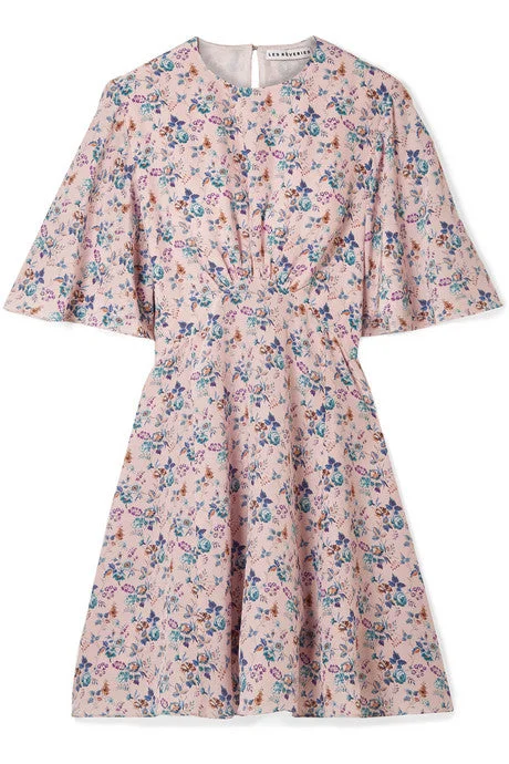 Floral-print silk crepe de chine mini dress Cozy A-Line Mini Dress
