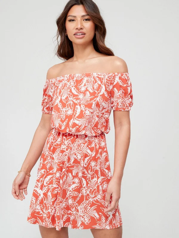 Womens Bardot Red Floral Frill Mini Dress Size 14 **** V391 Trendy Tulle Mini Dress