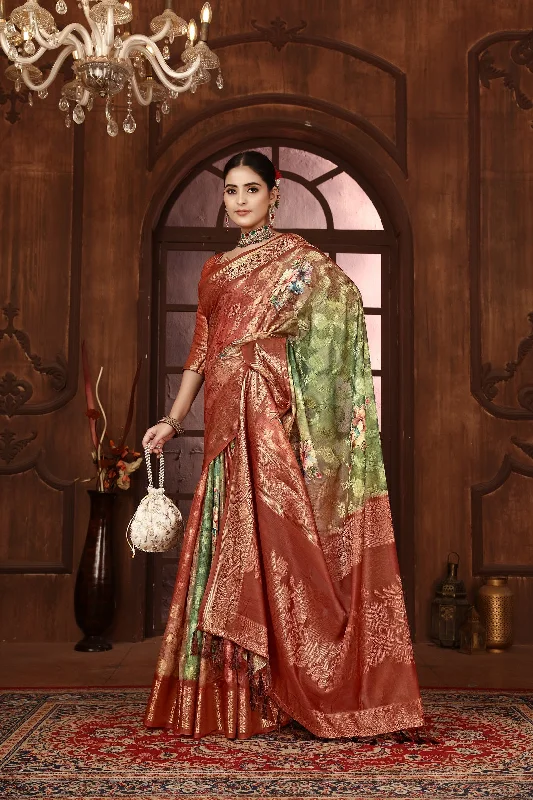 NOZ2TOZ Women's Party Wear Zari Handloom Silk Saree With Unstitched Blouse - Maroon Classic White Blouse NOZ2TOZ Women's Party Wear Zari Handloom Silk Saree With Unstitched Blouse - Maroon Classic White Blouse