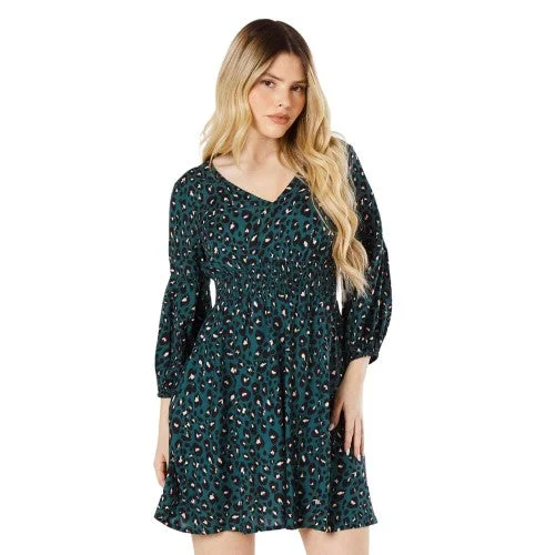 Dorothy Perkins Womens/Ladies Leopard V Neck Mini Dress Chic Sleeveless Mini Dress