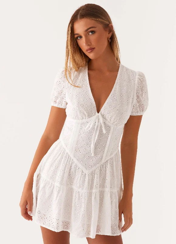 Sweetness Mini Dress - White Cozy Sweater Mini Dress