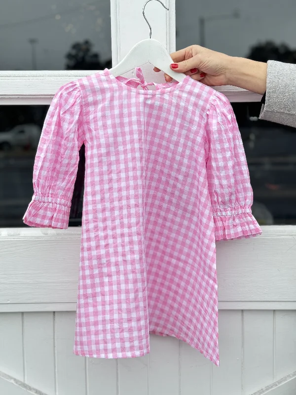 Grace and May Mini Dress Pink Gingham Cozy T-Shirt Mini Dress