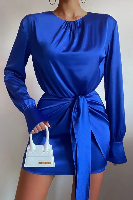 HAYLEE MINI DRESS - BLUE Chic Mini Dress with V-Neck