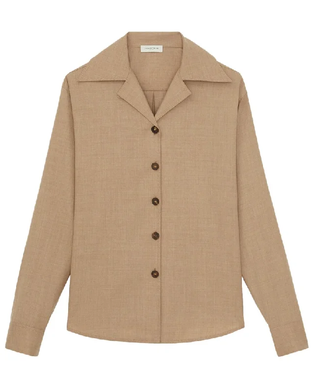 Lafayette 148 New York Convertible Collar Wool Blouse Lightweight Tunic Blouse