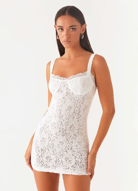 Maree Lace Mini Dress - White Chic Sleeveless Mini Dress