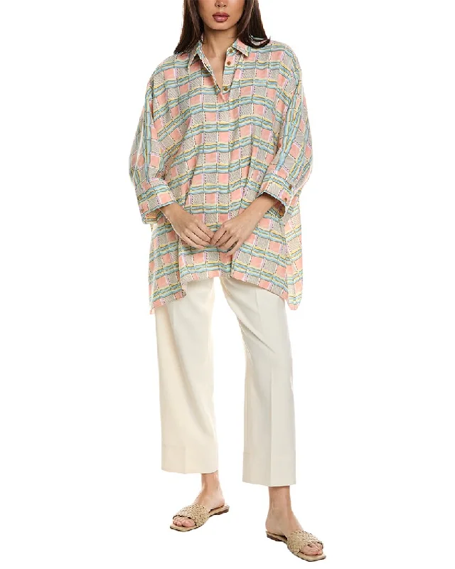 St. John Draped Blouse Satin Long Blouse