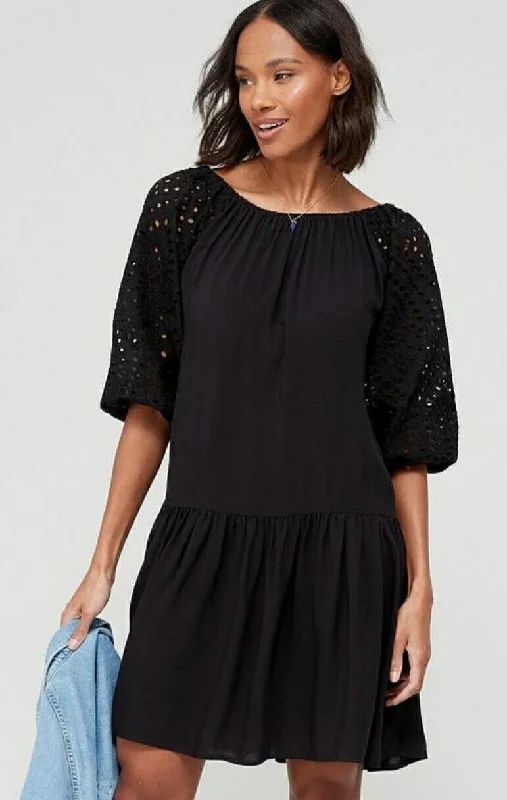 Gathered Swing Mini Dress Black Uk20****Ref V492 Chic Pleated Mini Dress