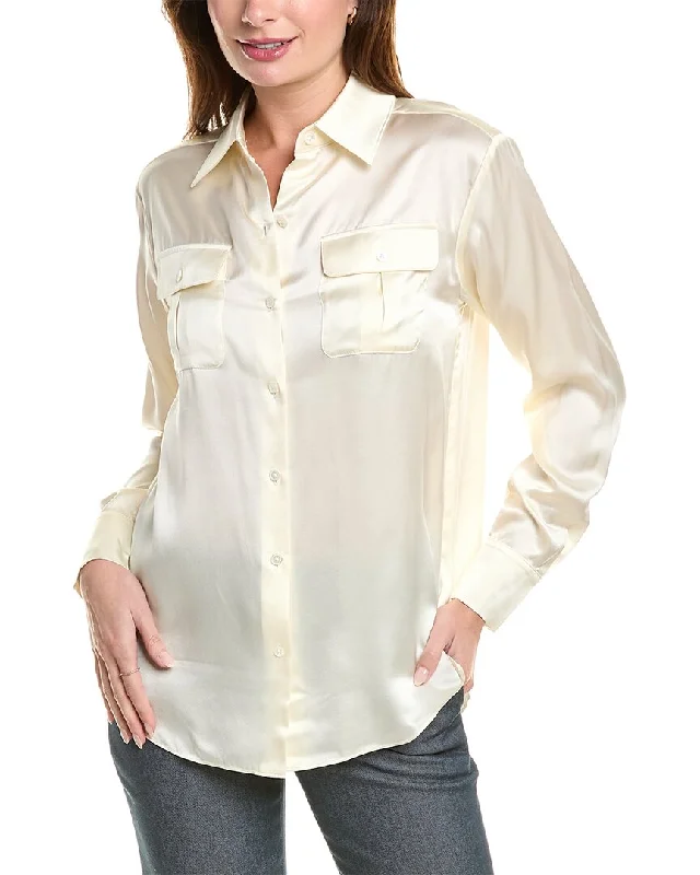 Brooks Brothers Utility Silk Blouse Playful Puff Blouse
