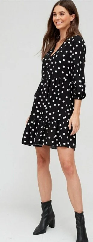 Notch Neck Mini Dress Spot Uk16****Ref V434 Fashionable Button-Front Mini Dress