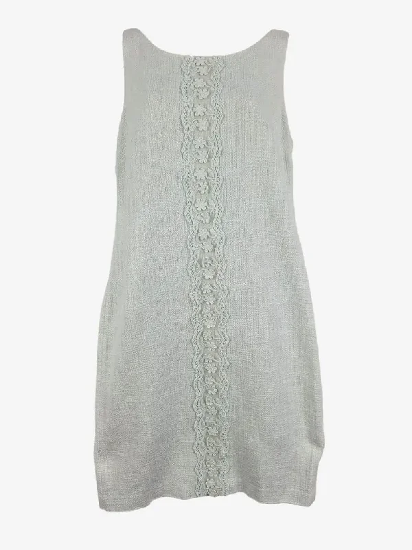 Karl Lagerfeld Ice Blue Broderie Textured Shift Mini Dress Size 8 Stylish Summer Mini Dress
