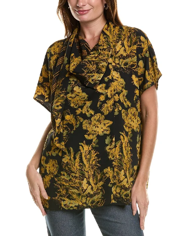 Lafayette 148 New York Scarf Neck Blouse Chic Wrap Blouse