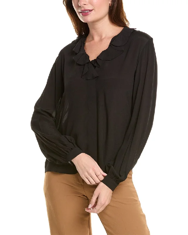 Brooks Brothers Ruffle Blouse Classic White Blouse
