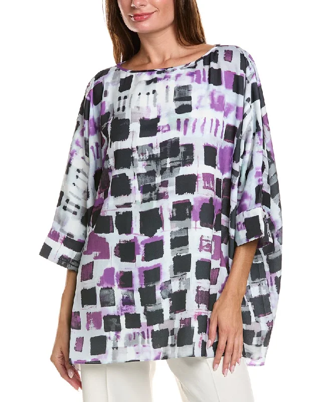 St. John Draped Blouse Stretchy Fitted Blouse