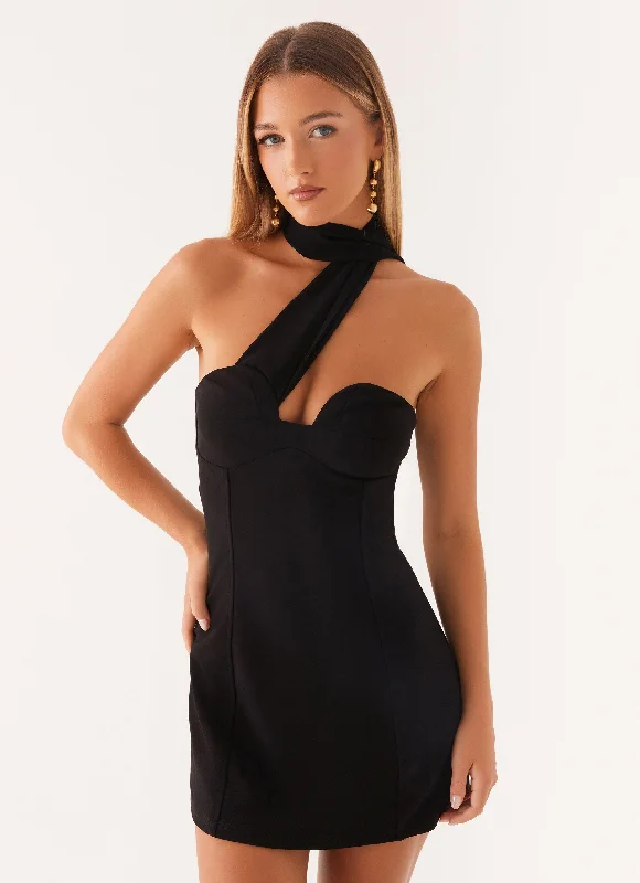 Sirena Mini Dress - Black Classic Striped Mini Dress