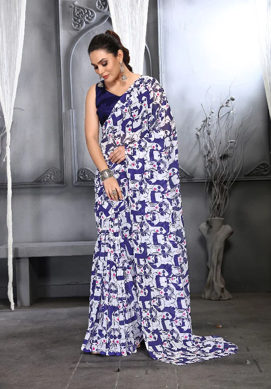 Sonakshi Women's Navy Blue Faux Georgette Digital Printed Designer Saree with Blouse Lightweight Linen Blouse Sonakshi Women's Navy Blue Faux Georgette Digital Printed Designer Saree with Blouse Lightweight Linen Blouse