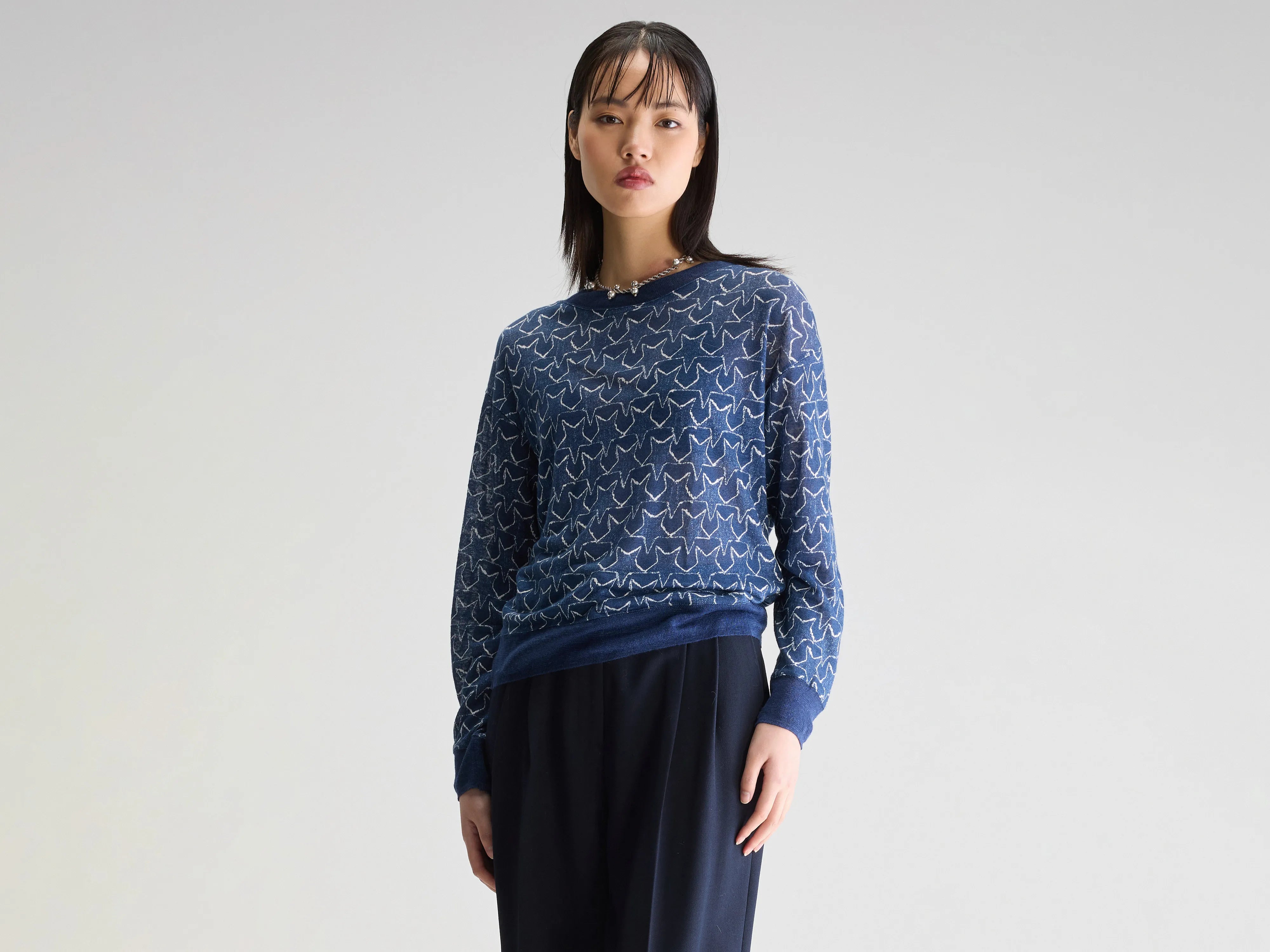 Senia relaxed t-shirt (251 / W / COMBO C)-- Satin Fabric Silk Fabric Chiffon Fabric
