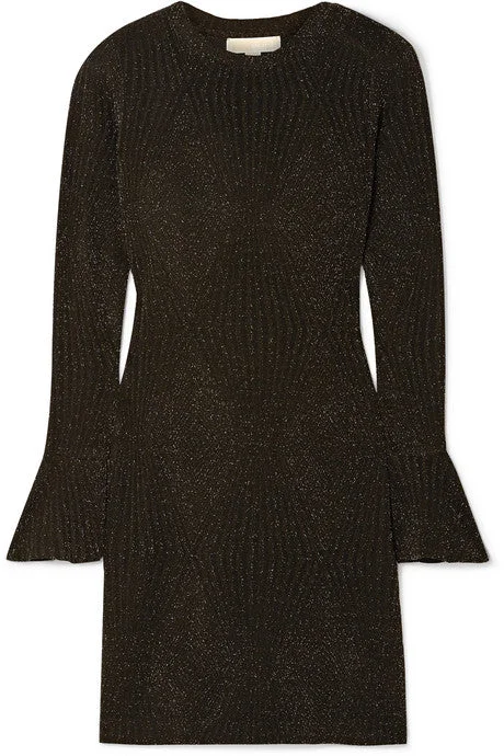 Ribbed Lurex mini dress Elegant Mini Dress with Pleats