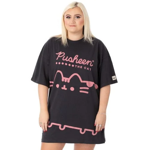 Pusheen Womens/Ladies Oversized T-Shirt Dress-- Front Pockets Side Pockets Patch Pockets Pusheen Womens/Ladies Oversized T-Shirt Dress-- Front Pockets Side Pockets Patch Pockets
