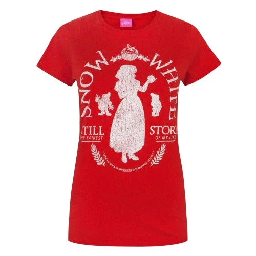 Disney Womens/Ladies Snow White Distressed T-Shirt-- Embroidered Appliqued Beaded