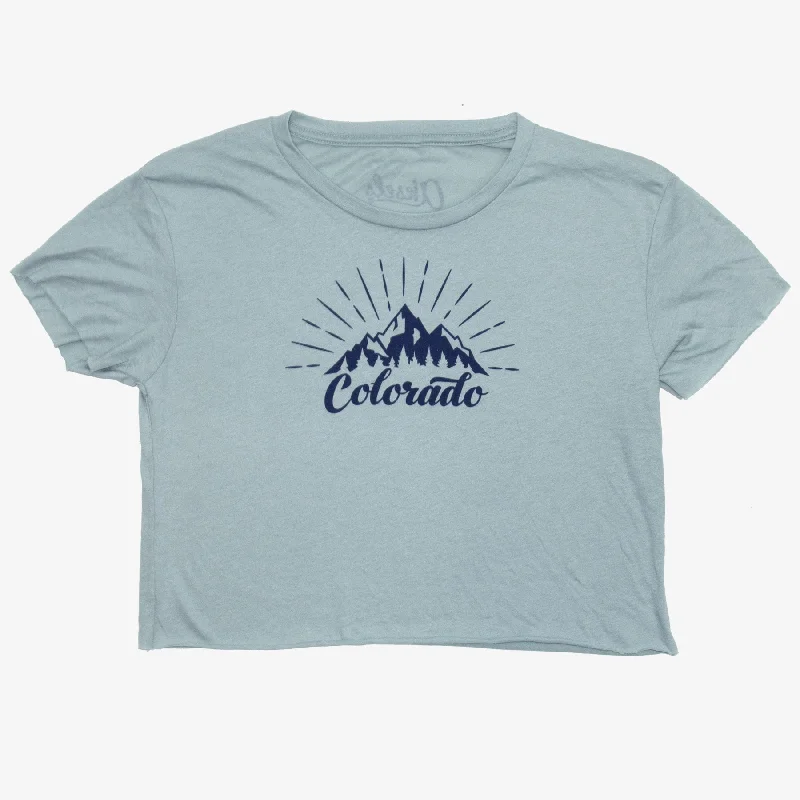 Women's Colorado Rays Cropped T-Shirt -- Basic T-Shirt Crew Neck Short Sleeve