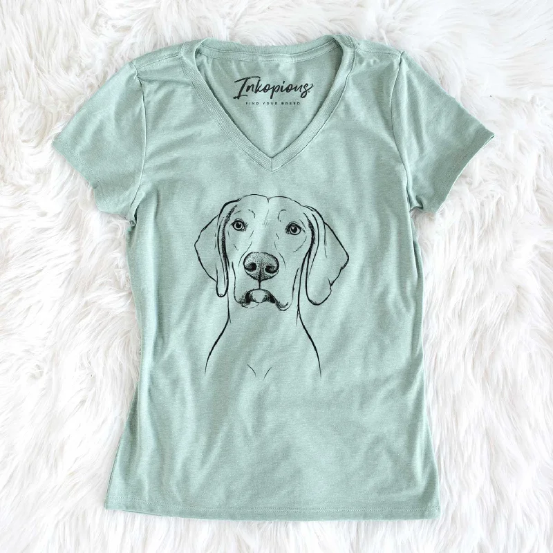 Bare Almond the Vizmaraner - Women's V-neck Shirt-- Wool Fabric Cashmere Fabric Tweed Fabric Bare Almond the Vizmaraner - Women's V-neck Shirt-- Wool Fabric Cashmere Fabric Tweed Fabric