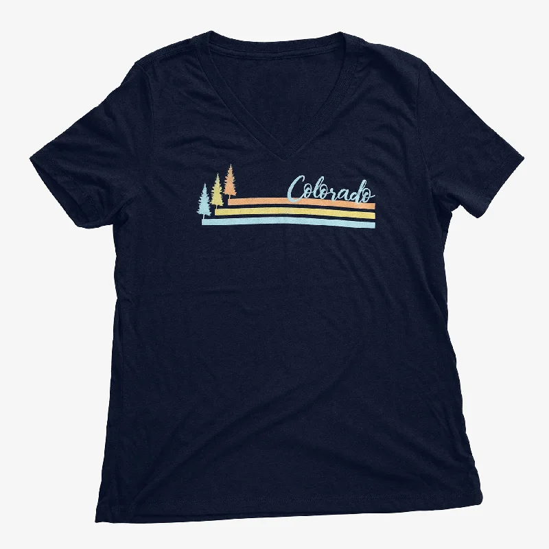 Women's Colorado Pine Trees T-Shirt-- Houndstooth Herringbone Solid