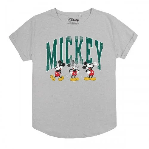 Disney Womens/Ladies Mickey Mouse Running T-Shirt-- Striped Floral Plaid